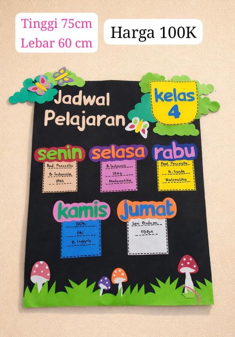 Jadwal Pelajaran Edukatif dari kain eva